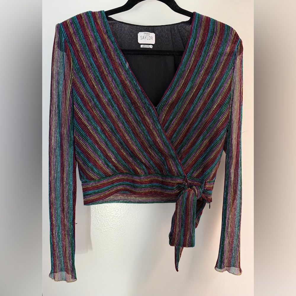 SAYLOR Vibrant Striped Wrap Blouse